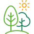 Icono de dos árboles y el sol.