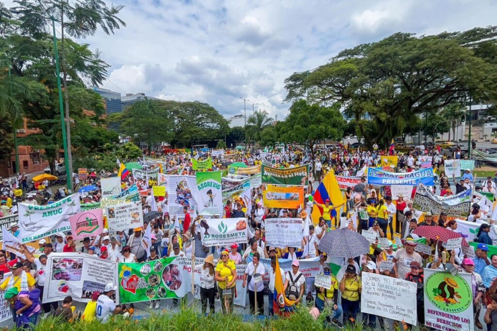 Marchando a favor de la Reforma Agraria en calles de Villavicencio