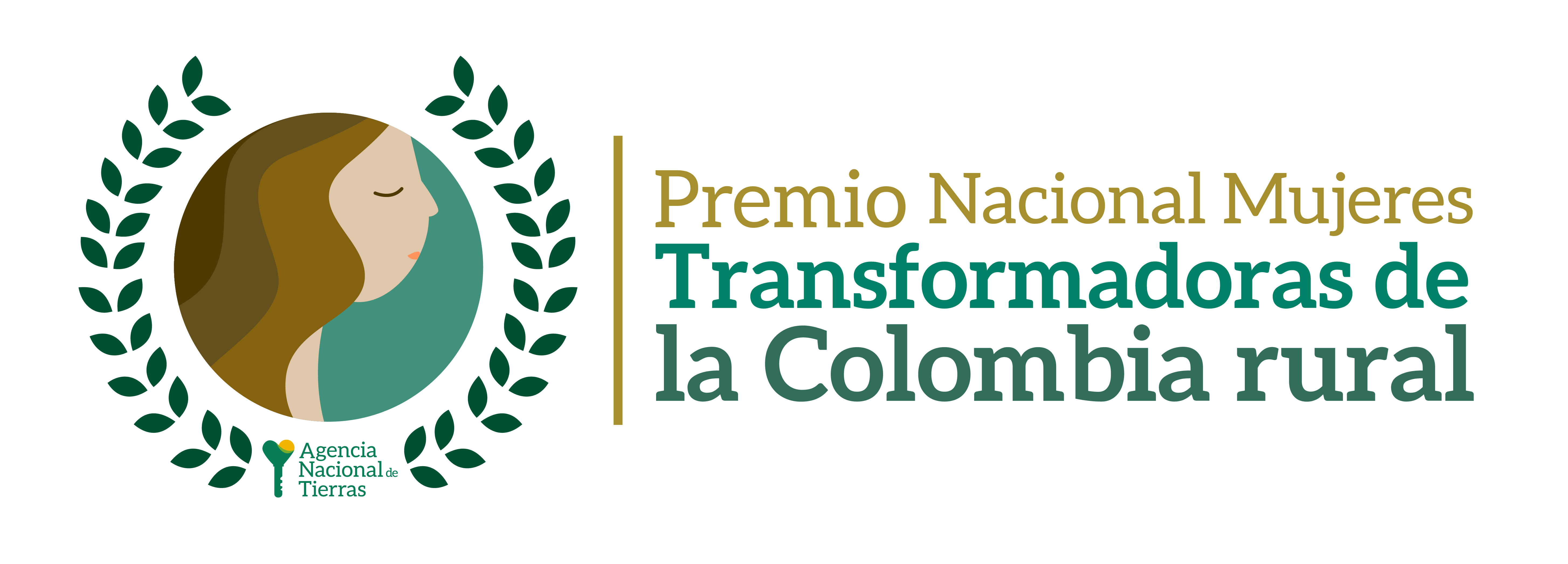 Pieza publicitaria con el dibujo de una mujer en un circulo rodeado por hojas verdes y en el centro en la parte inferior el logo de la ANT. La pieza comunica: PREMIO NACIONAL MUJERES TRANSFORMADORES DE LA COLOMBIA RURAL.