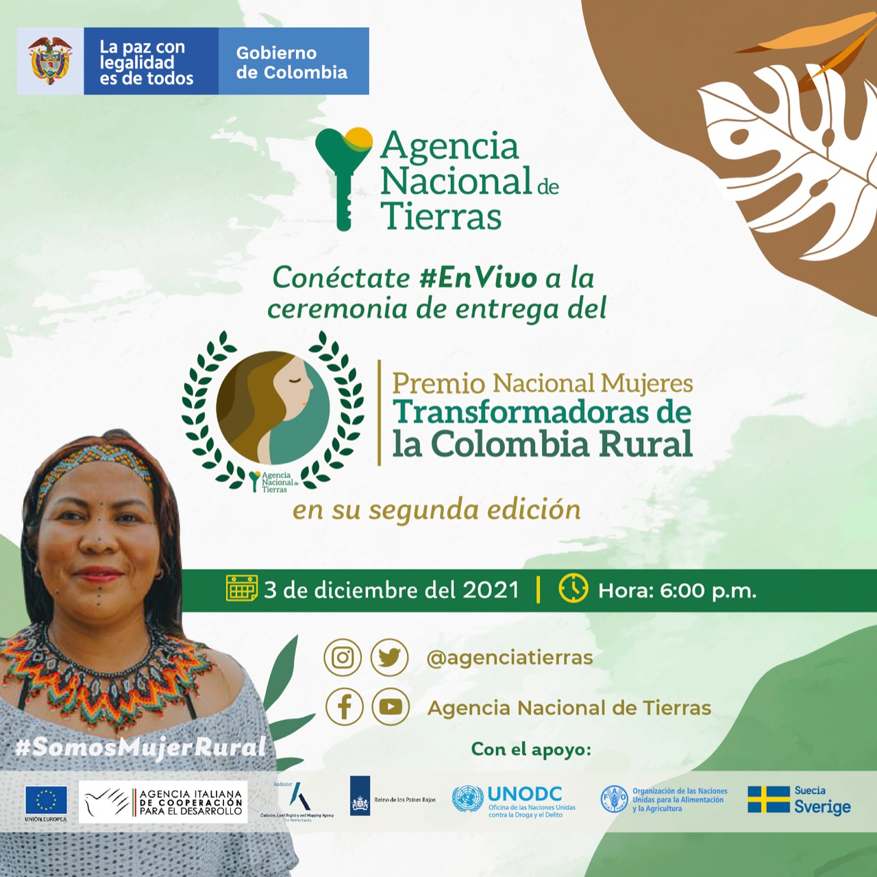 Banner informativo del acto de entrega del Premio Nacional ‘Mujeres Transformadoras de la Colombia Rural’