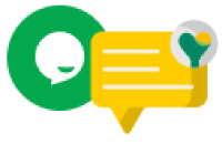 Icono compuesto de un globo de texto y un emoticon de una persona