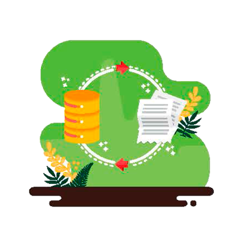 Ilustración de monedas y documentos